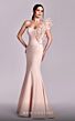 MNM Couture G1821 Beaded Cap Sleeve Asymmetric Neck Dress