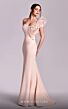 MNM Couture G1821 Beaded Cap Sleeve Asymmetric Neck Dress