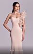 MNM Couture G1821 Beaded Cap Sleeve Asymmetric Neck Dress