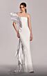 MNM Couture G1824 Side Slit Strapless Metallic Ruffle Dress