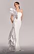 MNM Couture G1824 Side Slit Strapless Metallic Ruffle Dress