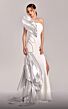 MNM Couture G1824 Side Slit Strapless Metallic Ruffle Dress