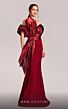 MNM Couture G1832 Ruffled Asymmetric Neck Side Drape Dress