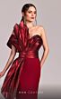 MNM Couture G1832 Ruffled Asymmetric Neck Side Drape Dress