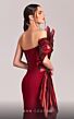 MNM Couture G1832 Ruffled Asymmetric Neck Side Drape Dress