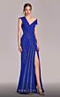 MNM Couture G1833 High Slit Asymmetric Neck Pleated Accent Dress