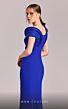 MNM Couture G1833 High Slit Asymmetric Neck Pleated Accent Dress