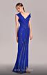MNM Couture G1833 High Slit Asymmetric Neck Pleated Accent Dress