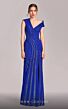 MNM Couture G1833 High Slit Asymmetric Neck Pleated Accent Dress