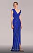 MNM Couture G1833 High Slit Asymmetric Neck Pleated Accent Dress