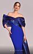 MNM Couture G1840 Side Overskirt Metallic Off-The-Shoulder Dress