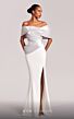 MNM Couture G1841 Asymmetric Draped Off-The-Shoulder Dress