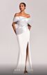 MNM Couture G1841 Asymmetric Draped Off-The-Shoulder Dress