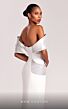 MNM Couture G1841 Asymmetric Draped Off-The-Shoulder Dress