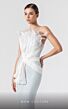 MNM Couture G1904 Feather Neck Strapless Ruched Bodice Dress