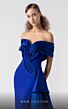 MNM Couture G1905 Side Overskirt Layered Off-The-Shoulder Dress