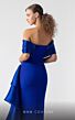 MNM Couture G1905 Side Overskirt Layered Off-The-Shoulder Dress