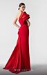 MNM Couture G1909 Layered Sleeve Side Slit One-Shoulder Dress