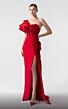 MNM Couture G1909 Layered Sleeve Side Slit One-Shoulder Dress