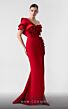 MNM Couture G1909 Layered Sleeve Side Slit One-Shoulder Dress