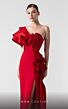 MNM Couture G1909 Layered Sleeve Side Slit One-Shoulder Dress