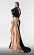 MNM Couture G1910 Pleated Asymmetric Sleeve Side Streamer Dress
