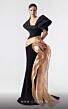 MNM Couture G1910 Pleated Asymmetric Sleeve Side Streamer Dress