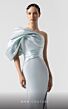MNM Couture G1911 Draped Bodice Asymmetric Neck Dress
