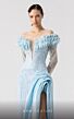 MNM Couture G1915 Pleated Overskirt Sheer Neck Beaded Dress