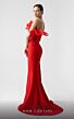 MNM Couture G1917 Ruffle Bodice Plunging Neck Dress