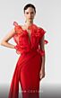 MNM Couture G1917 Ruffle Bodice Plunging Neck Dress