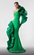 MNM Couture G1918 Ruffle Sleeve Side Slit One-Shoulder Dress