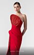 MNM Couture G1924 Strapless Asymmetric Neck Pleated Dress