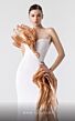 MNM Couture G1925 Ruffled One-Shoulder High Slit Dress