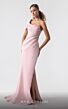 MNM Couture G1926 Beaded Asymmetric Neck Draped Bodice Dress