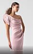 MNM Couture G1926 Beaded Asymmetric Neck Draped Bodice Dress