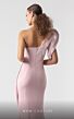MNM Couture G1926 Beaded Asymmetric Neck Draped Bodice Dress