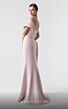 MNM Couture G1929 Side Streamer Asymmetric Pleated Neck Dress