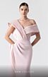 MNM Couture G1929 Side Streamer Asymmetric Pleated Neck Dress