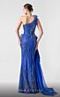 MNM Couture G1933 Side Slit Ruffled Asymmetric Neck Dress