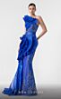 MNM Couture G1933 Side Slit Ruffled Asymmetric Neck Dress