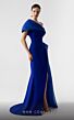 MNM Couture G1941 Pleated Overskirt Asymmetric Neck Dress
