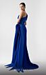 MNM Couture G1941 Pleated Overskirt Asymmetric Neck Dress