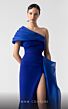 MNM Couture G1941 Pleated Overskirt Asymmetric Neck Dress