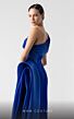 MNM Couture G1941 Pleated Overskirt Asymmetric Neck Dress