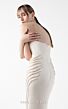 MNM Couture G2023 Layered Asymmetric Neck Side Streamer Dress