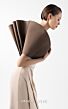 MNM Couture G2000 Crumbcatcher Neck Draped Bodice Gold Dress