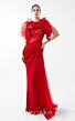 MNM Couture G2001 Draped Skirt Ruffle Neck Red Dress