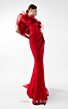 MNM Couture G2001 Draped Skirt Ruffle Neck Red Dress