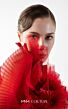 MNM Couture G2001 Draped Skirt Ruffle Neck Red Dress